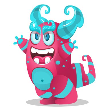 Cartoon cute monsters vector illustration. Vector illustration can be used for web, logo, card, poster, design for t-shirt or bag - Vector clipart