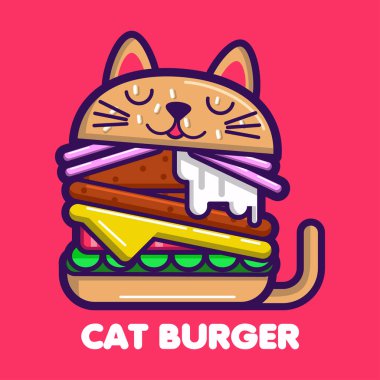 kedi Burger sevimli karikatür - Vektör