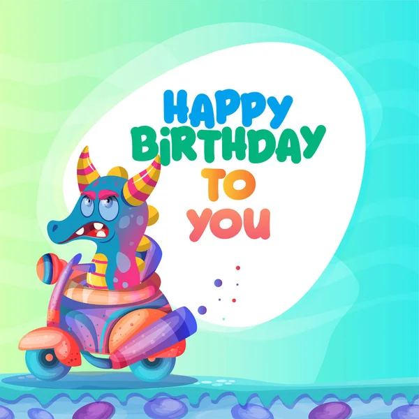 Urodziny Zaproszenie Karty Cute Monster Wektor — Wektor stockowy