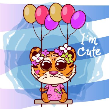 Şirin bir kaplanın vektör çizimi. - Vektör