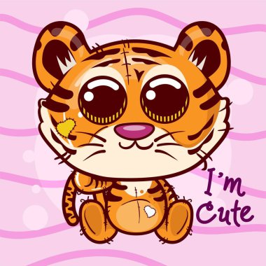 Şirin bir kaplanın vektör çizimi. - Vektör