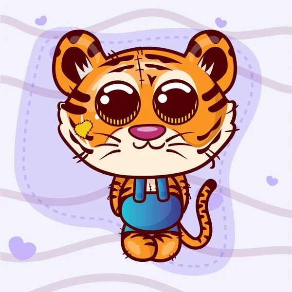 Pozdrav pohlednice Roztomilý karikatura tygr chlapec - vektor — Stockový vektor