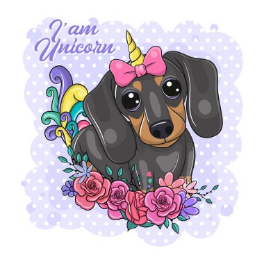 şirin çizgi film dachshund vektör çizimi