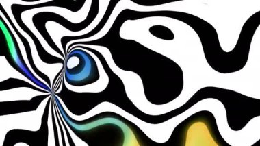 dalgalar psychedelic yanılsama siyah ve beyaz çizgiler ve suluboya arka plan soyut. Ultra Hd, 4k 3840 x 2160