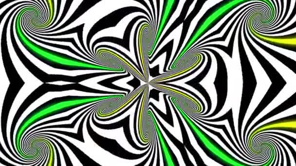 Abstrakte Psychedelische Illusion Kaleidoskop Schwarze Und Weiße Linien Hintergrund Ultra — Stockvideo