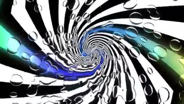 Tunnel Twirl Illusione Psichedelica Astratta Linee Bianco Nero Sfondo Acqua — Video Stock