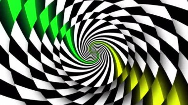 Tünel burgu soyut psychedelic yanılsama siyah beyaz çizgi ve renk renkler. Ultra Hd, 4k 3840 x 2160