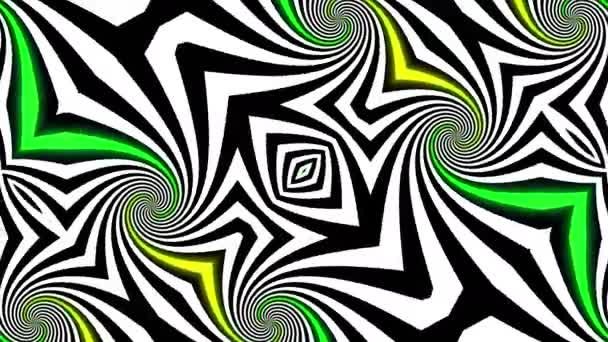 Abstrakte Psychedelische Illusion Kaleidoskop Schwarze Und Weiße Linien Hintergrund Ultra — Stockvideo