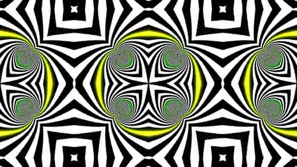 Abstract Psychedelische Illusie Caleidoscoop Zwarte Witte Lijnen Achtergrond Ultra 3840 — Stockvideo