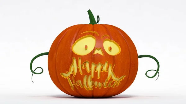 Pumpa Jack Lantern Skriven Happy Halloween Illustration — Stockfoto