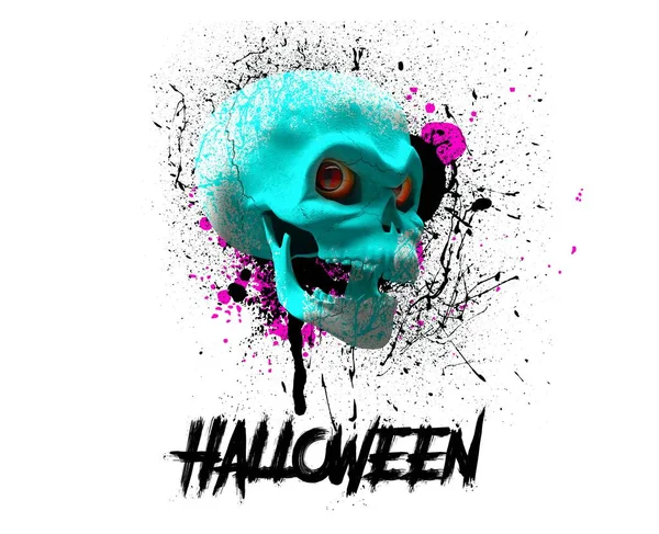 Renderizar Folheto Halloween Vampiros Crânio Escrito Halloween Com Sangue — Fotografia de Stock