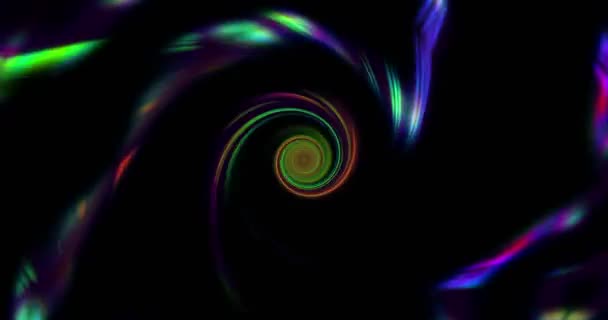 Túnel Espiral Agujero Negro Con Bandas Luces Coloridas Brillantes 4096X2169 — Vídeo de stock