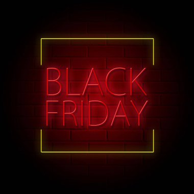 Siyah Cuma promosyon Banner metin Neon