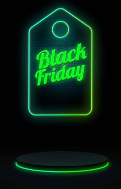 Siyah Cuma promosyon Banner metin Neon