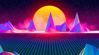 3d Render Synthwave Retrowave Synth