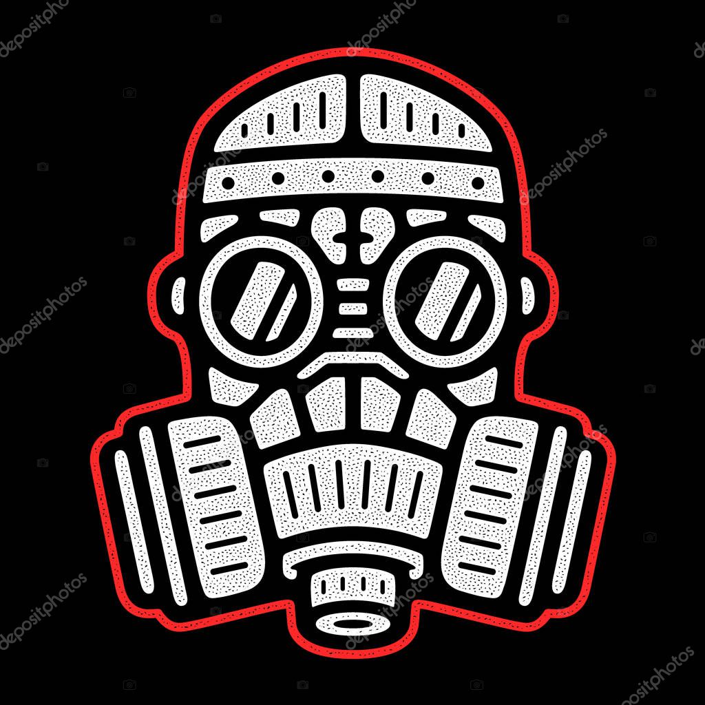 Vector respirator. Retro logo. Vintage gas mask. Design for t-shirt.
