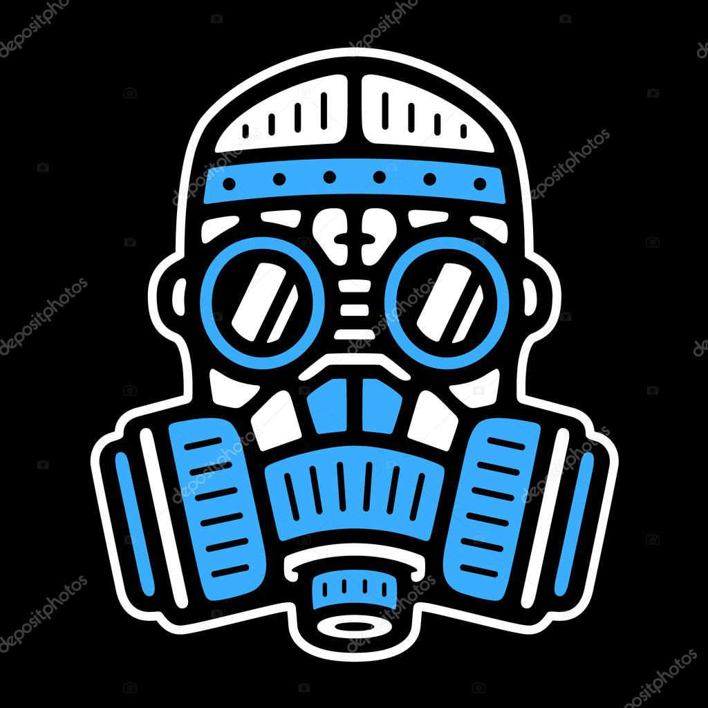 Vector respirator. Retro logo. Vintage gas mask. Design for t-shirt.