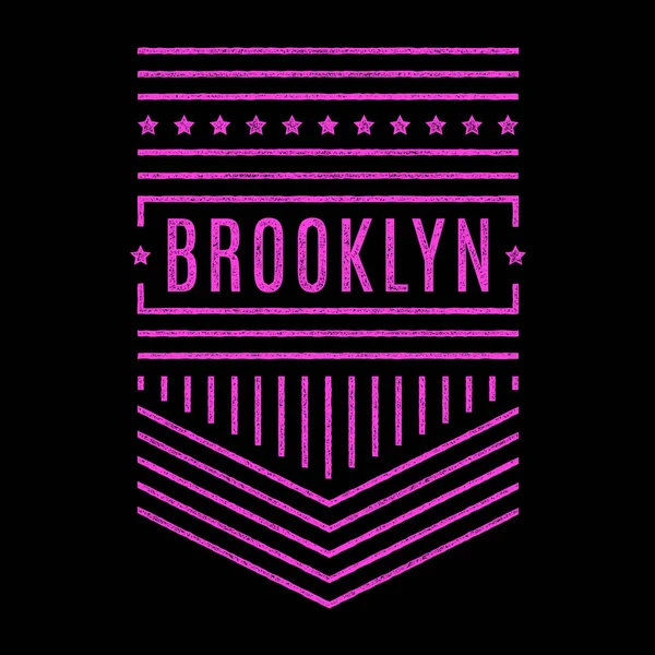 レトロなグランジ バナー ブルックリン ピンクのビンテージ プリント シャツのデザイン — ストックベクタ