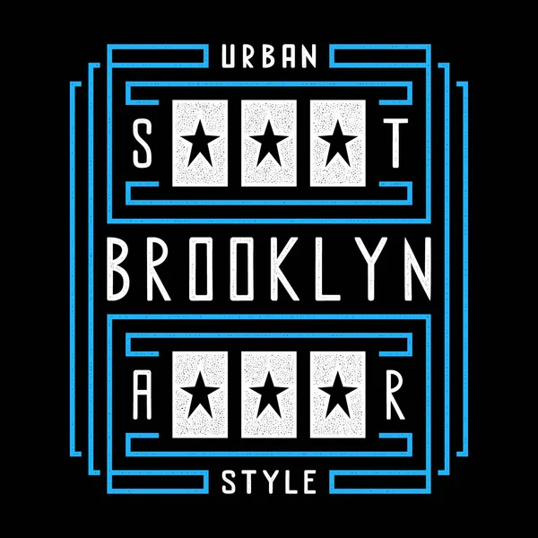 Vector retro illustratie over het thema Brooklyn. Stedelijke stijl. Een ster. Gestileerde vintage witte typografie, t-shirt graphics, poster, print. — Stockvector