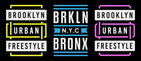 Vector retro illustratie over het thema Brooklyn. Stedelijk. Modern. Gestileerde vintage grunge witte typografie, t-shirt graphics, poster, print. — Stockvector