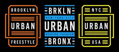 Brooklyn temasının vektör retro illüstrasyonu. Şehir. Modern. Biçimlendirilmiş klasik grunge beyaz tipografi, tişört grafikleri, poster, baskı.