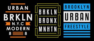 Brooklyn temasının vektör retro illüstrasyonu. Şehir. Modern. Biçimlendirilmiş klasik grunge beyaz tipografi, tişört grafikleri, poster, baskı.