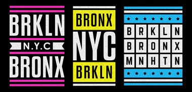 Brooklyn temasının vektör retro illüstrasyonu. Şehir. Modern. Biçimlendirilmiş klasik grunge beyaz tipografi, tişört grafikleri, poster, baskı.