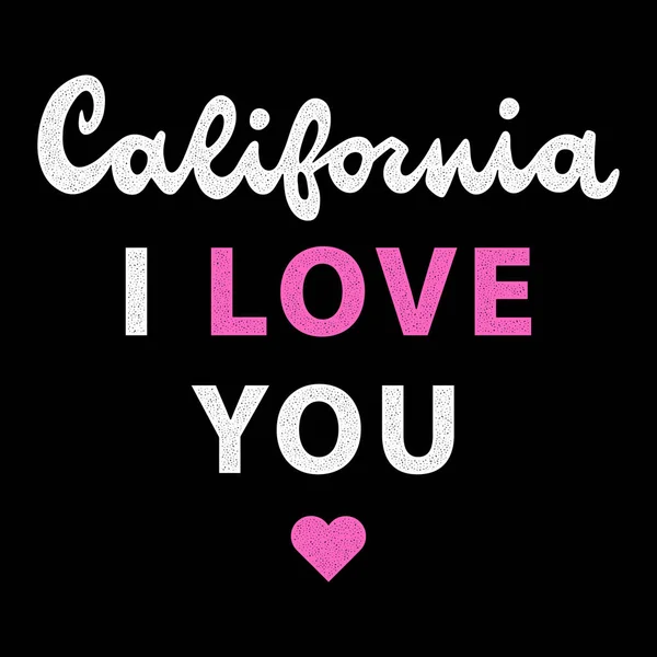 Vintage hand drawn calligraphy. California retro lettering. California, i love you. — Stock Vector