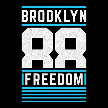 Brooklyn temasının vektör retro illüstrasyonu. Şehir. Modern. Biçimlendirilmiş klasik grunge beyaz tipografi, tişört grafikleri, poster, baskı.