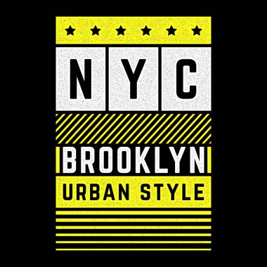 Brooklyn temasının vektör retro illüstrasyonu. Şehir. Modern. Biçimlendirilmiş klasik grunge beyaz tipografi, tişört grafikleri, poster, baskı.