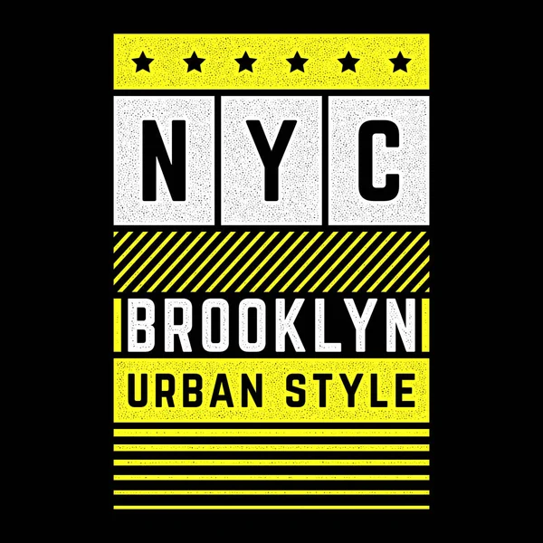 Brooklyn temasının vektör retro illüstrasyonu. Şehir. Modern. Biçimlendirilmiş klasik grunge beyaz tipografi, tişört grafikleri, poster, baskı.