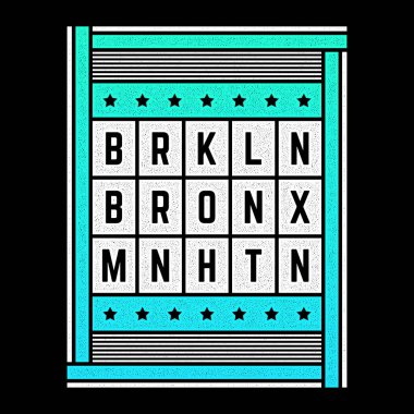 Brooklyn temasının vektör retro illüstrasyonu. Şehir. Modern. Biçimlendirilmiş klasik grunge beyaz tipografi, tişört grafikleri, poster, baskı.