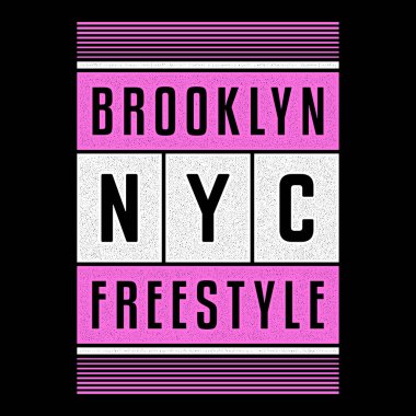 Brooklyn temasının vektör retro illüstrasyonu. Şehir. Modern. Biçimlendirilmiş klasik grunge beyaz tipografi, tişört grafikleri, poster, baskı.