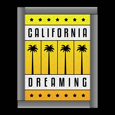 Kaliforniya rüyası. Retro baskı. Eski grunge palmiyeleri.