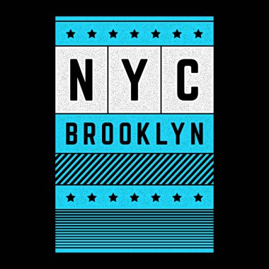 Brooklyn temasının vektör retro illüstrasyonu. Şehir. Modern. Biçimlendirilmiş eski grunge çizgili, poster, baskı.