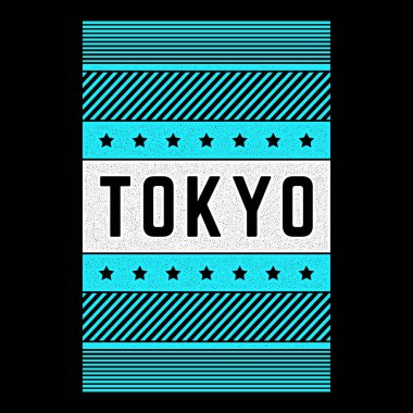 Tokyo 'nun temasında vektör renkli retro illüstrasyon. Biçimlendirilmiş klasik tipografi, poster, baskı.