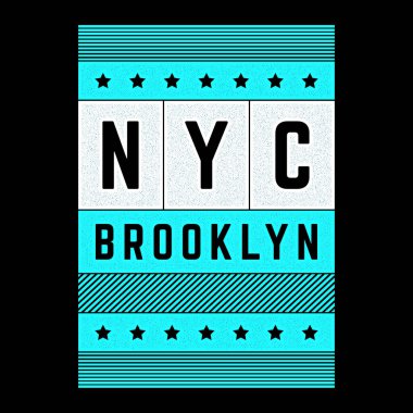 Brooklyn temasının vektör retro illüstrasyonu. Şehir. Modern. Biçimlendirilmiş eski grunge çizgili, poster, baskı.