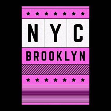 Brooklyn temasının vektör retro illüstrasyonu. Şehir. Modern. Biçimlendirilmiş eski grunge çizgili, poster, baskı.