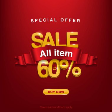 Satış banner şablon tasarım büyük satış özel % 60'a kadar