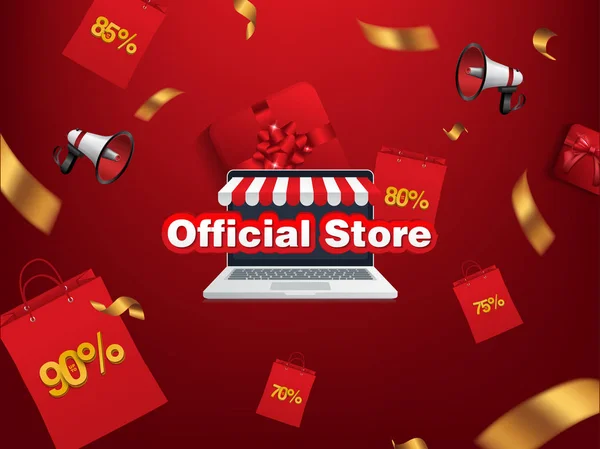 Gran Apertura Tienda Oficial Bolsa Venta Fondo Tienda Línea — Vector de stock