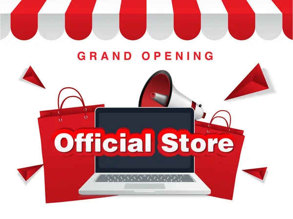 Feierliche Eröffnung Offizieller Laden Verkaufstasche Online Shop Hintergrund — Stockvektor
