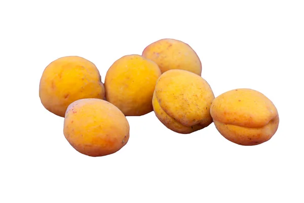 Apricot fruits isolated on white background with copy space for your text. Top view. — Stock Photo, Image