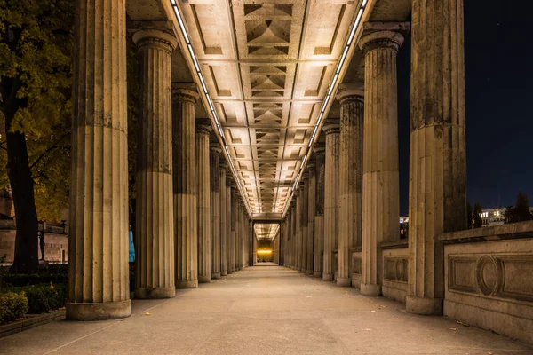 Arcade National Gallery Night Neoclassical Building Historic Center Berlin Artificial — Stock Photo, Image