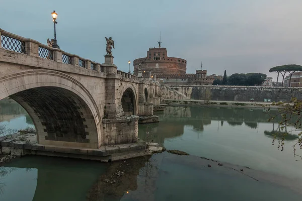 Puente Aurelio Sobre Río Tíber Centro Histórico Roma Con Vista — Foto de Stock