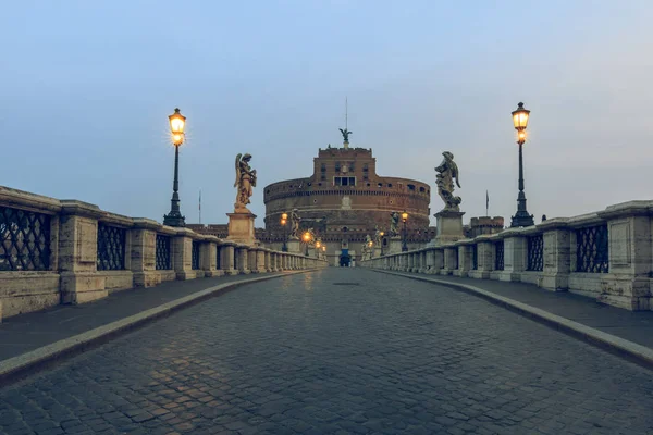 Aurelius Bridge Castle Sant Angelo Morning Dusk Central View Stone — Stock Photo, Image