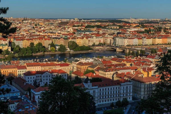 Vista Dal Belvedere Petrin Collina Sopra Tetti Praga Nel Quartiere — Foto Stock