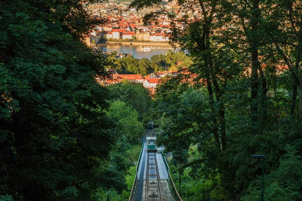 Funivia Storica Dal Tram Con Vista Dalla Collina Petrin Praga — Foto Stock