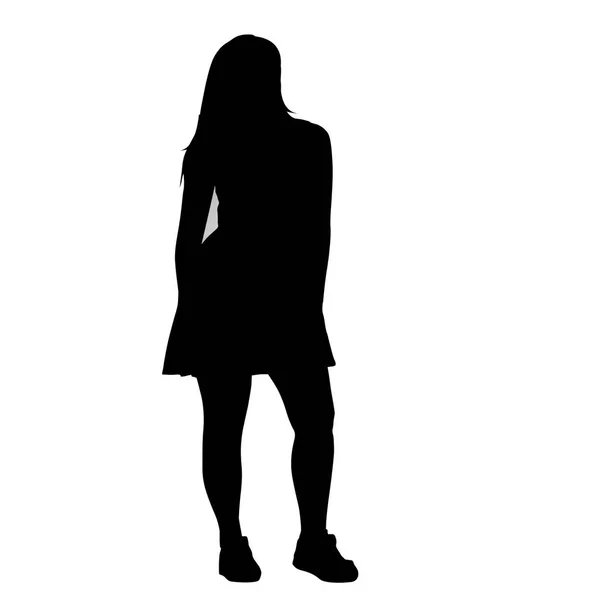 Black Silhouette Girl White Background Illustration — Stock Photo, Image