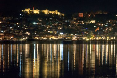 Ohri şehir gece fotoğraftan eski liman 