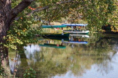 Ohrid, Makedonya (EYC) - 14 Ekim 2018: saint Naum, Ohrid Makedonya manastır tekneler